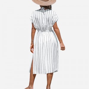 Ριγέ φόρεμα cover-up midi