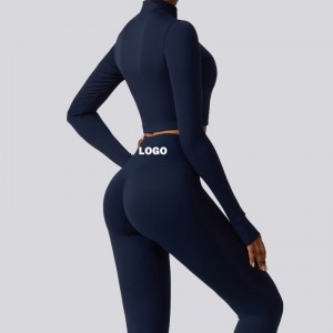 Sc9281 3 κομμάτια σακάκι σπορ σουτιέν leggings γιόγκα κοστούμι μαύρη γυμναστική γκέτες γυμναστήριο φορούν γυναίκες σετ γυμναστήριο ρού...