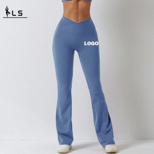 SC101011 τετράγωνο τεντωμένο 78% νάιλον και 22% spandex scrunch butt flare γκέτες παντελόνι γιόγκα για τις γυναίκες