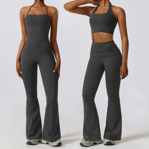 SC10710 Ανοίξτε πίσω σέξι ένα κομμάτι χορευτικό Γιόγκα Γυμναστήριο Φορέστε πίσω halter λαιμό γυναίκες jumpsuits γυμναστήριο romper