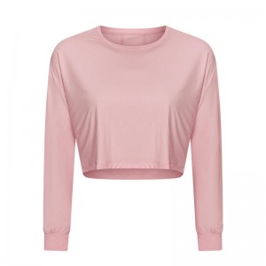 Sc10265 αναπνεύσιμη γιόγκα καλλιέργεια κορυφαίου γυμναστηρίου σφιχτό πουκάμισο yoga μακρύ μανίκι Γυναίκα μπλουζάκι γυμναστήριο