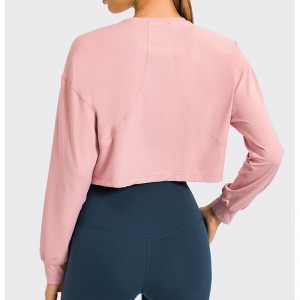 Sc10265 αναπνεύσιμη γιόγκα καλλιέργεια κορυφαίου γυμναστηρίου σφιχτό πουκάμισο yoga μακρύ μανίκι Γυναίκα μπλουζάκι γυμναστήριο