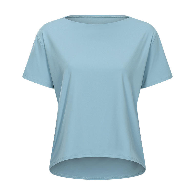 SC10266 Προσαρμοσμένο λογότυπο γιόγκα πουκάμισο πουκάμισο προπόνηση πουλόβερ γιόγκα πουκάμισο σύντομο μανίκι σπορ Yoga Workout χαλαρά Γρήγορη Ξηρή T πουκάμισο Γυναίκες