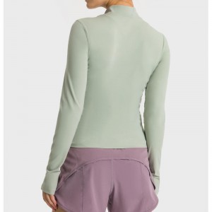 SC10268 Γιόγκα Long Sleeve Γυναίκα μπλουζάκι γυμναστήριο συμπίεση γυμναστήριο προπόνηση αθλητική περίπτερο κολάρο μισό φερμουάρ αθλητι...