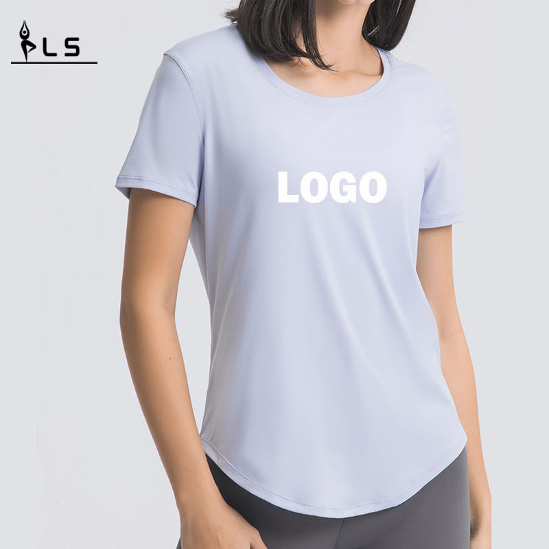 Sc102611 Πώληση αναπνεύσιμο γρήγορο ξήρανση αναψυχής yoga μπλουζάκια κοντό μανίκι αθλητική γιόγκα προπόνηση χαλαρά Γρήγορη ξηρή T πουκάμισο Γυναίκες