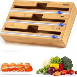 3 σε 1 διανομέα περιτύλιξης με κόπτη, πλαστικό περιτύλιγμα, αλουμινόχαρτο και διανομέα χαρτιού κεριού για συρτάρι κουζίνας, Holder Orga...