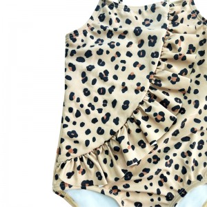 Halter ένα κομμάτι Flouncy Leopard Print