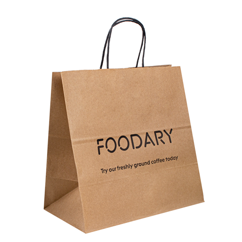 Λευκές τσάντες χαρτιού καφέ Kraft με το δικό σας λογότυπο, τσάντα για χαρτί με λογότυπο, τσάντα χαρτιού kraft προσαρμοσμένες τσάντες χαρτιού με λαβές