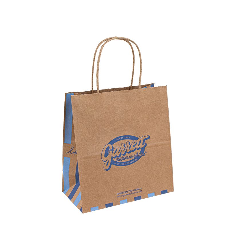 Ανακυκλώσιμη τσάντα χαρτιού Kraft με δικό του λογότυπο προσαρμοσμένο χαρτοκιβώτιο για φαγητό για φαγητό με λαβή Take Away Bag