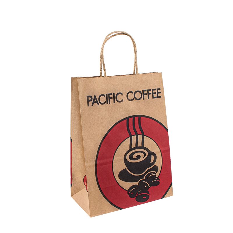 Ανακυκλώσιμη τσάντα χαρτιού Kraft με δικό του λογότυπο προσαρμοσμένο χαρτοκιβώτιο για φαγητό για φαγητό με λαβή Take Away Bag