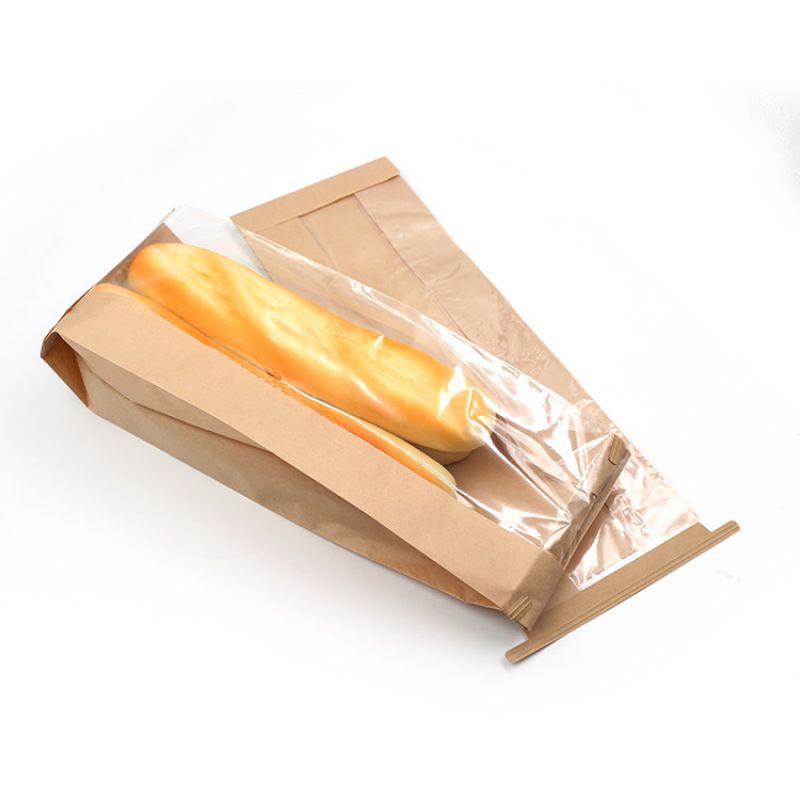 Brown Bread Kraft Paper Paper Bags με Window FCS SGS FDA Certified