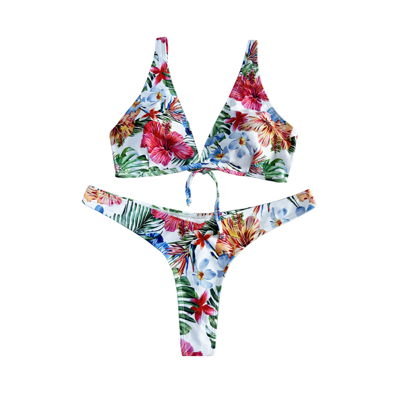 Floral Ethnic Style Bow Wide Strap Δύο μαγιό