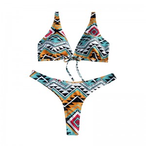 Floral Ethnic Style Bow Wide Strap Δύο μαγιό