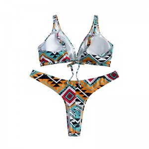 Floral Ethnic Style Bow Wide Strap Δύο μαγιό