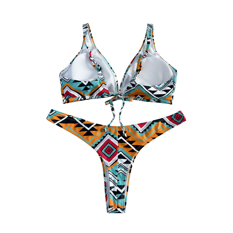 Floral Ethnic Style Bow Wide Strap Δύο μαγιό