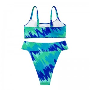 Τυρκουάζ τυπωμένο δύο τεμάχια με ευρείς ιμάντες