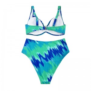 Τυρκουάζ τυπωμένο μαγιό δύο τεμαχίων με ευρείς ιμάντες