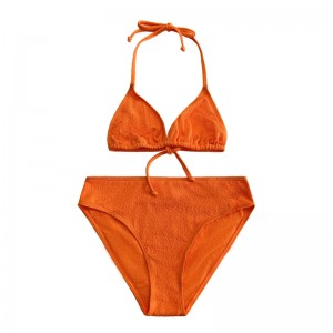 Orange Ruffle Fabric Halter, Tripod Cup, μαγιό τριών τεμαχίων