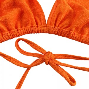 Orange Ruffle Fabric Halter, Tripod Cup, μαγιό τριών τεμαχίων
