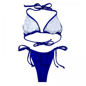 Prussian Blue Halter Strap Sexy Triangle Cup Δύο μαγιό