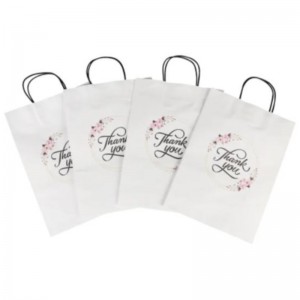 Χονδρικό προσαρμοσμένο μέγεθος λογότυπο εκτύπωσης φανταχτερό ευχαριστώ λευκή τσάντα Kraft Ειδική μέρα Γάμος Εξατομικευμένη τσάντ...