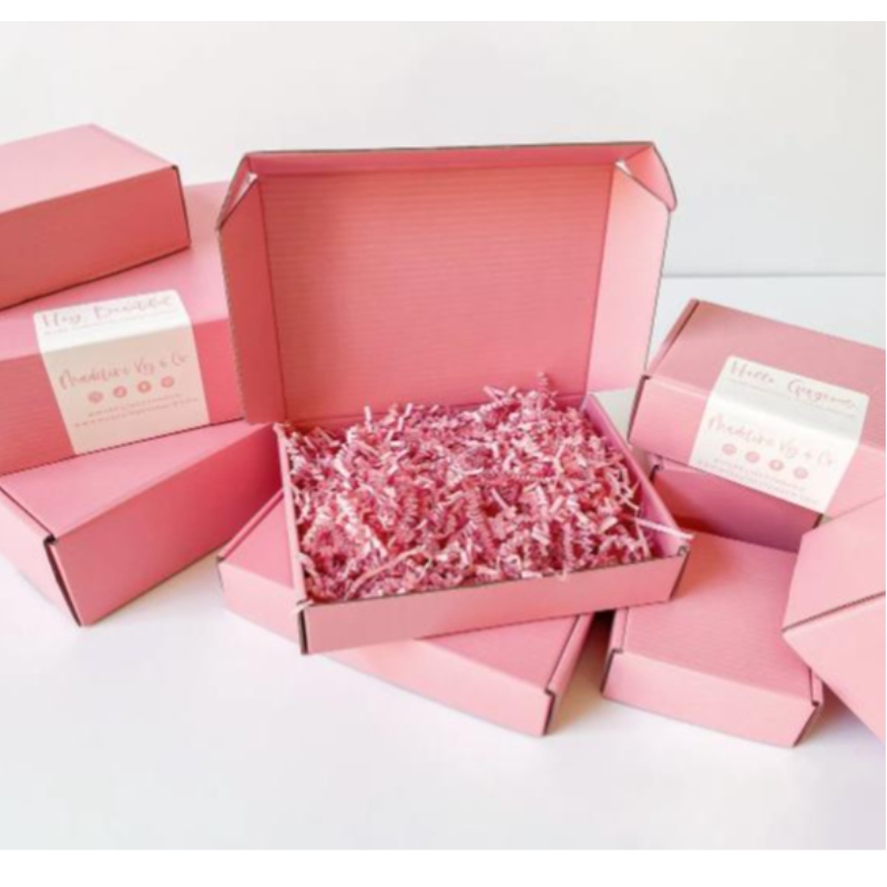 Προσαρμοσμένο λογότυπο ροζ χρώμα καλλυντικό κυματοειδές συσκευασίες ταχυδρομείο κουτί αποστολής κουτί αποστολής χαρτιού