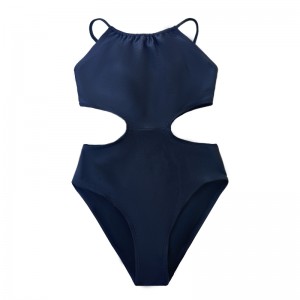 Στερεό χρώμα κοίλη μέση σέξι λεπτό-fit ruffle άνετο μαγιό ενός τεμαχίου