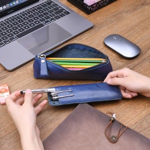 Γνήσια θήκη δερμάτινης στυλό, κάτοχος δεικτών μολυβιών, σακκέτα με στυλό.