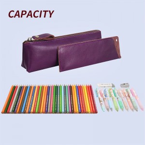 Γνήσια θήκη δερμάτινης στυλό, κάτοχος δεικτών μολυβιών, σακκέτα με στυλό.