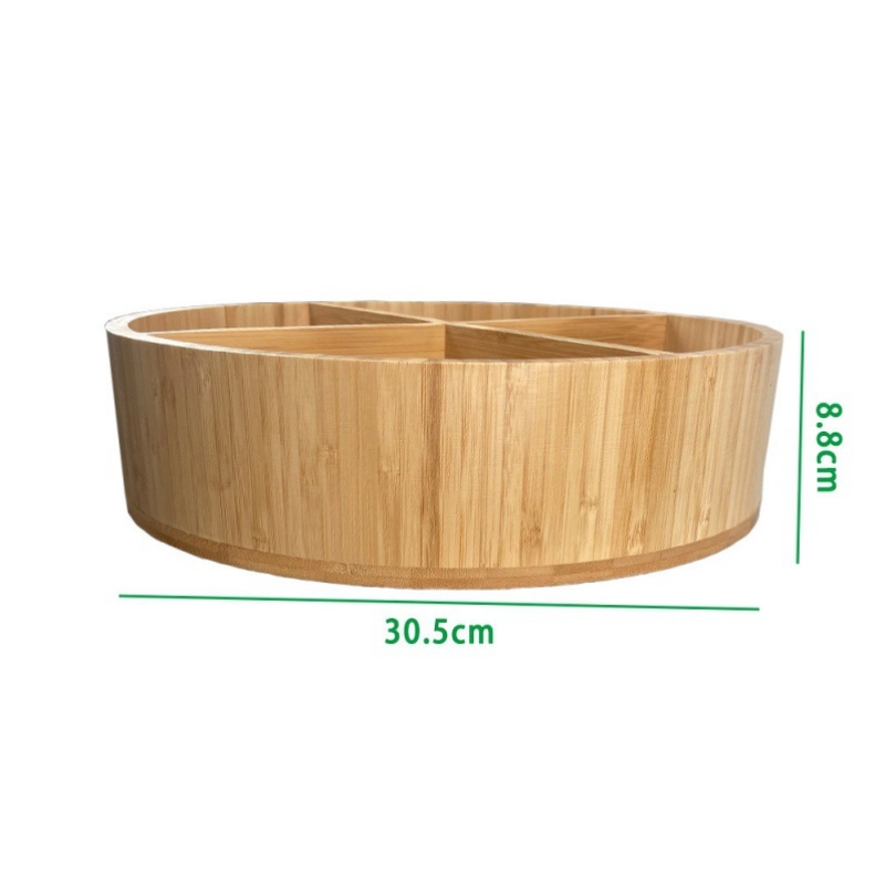 Περιστρεφόμενος δίσκος αποθήκευσης Bamboo Oragnizer Tray
