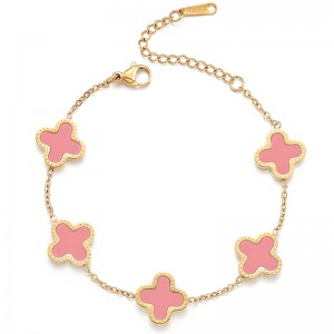 Χρυσός 18 καρατίων Hongde-Επιμεταλλωμένο Άντρες\\\'s και Γυναίκες\\Τυχερό βραχιόλι με τετράφυλλο τριφύλλι