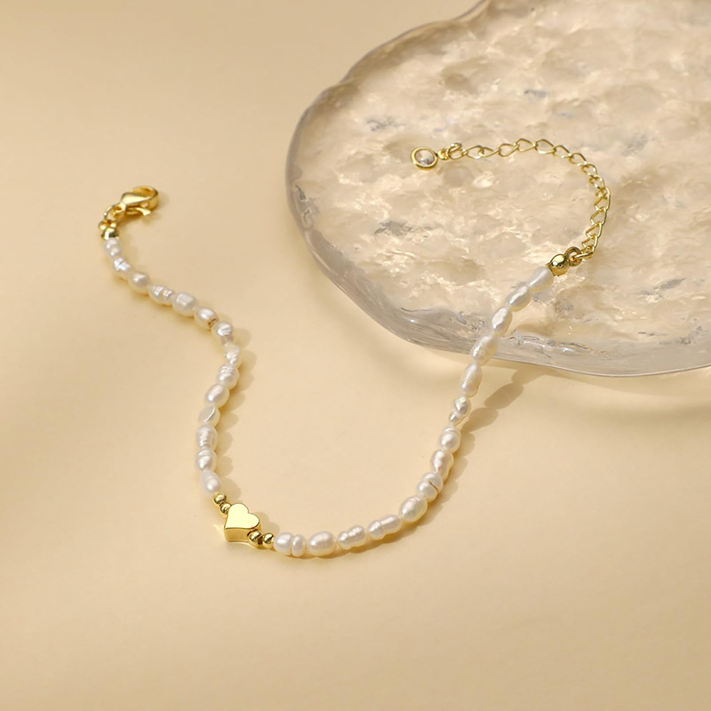 Χρυσός 14 καρατίων Hongde-Plated Pearl Heart Βραχιόλι Pearls of the Heart βραχιόλι