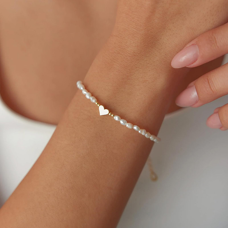 Χρυσός 14 καρατίων Hongde-Plated Pearl Heart Βραχιόλι Pearls of the Heart βραχιόλι