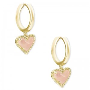 Blush Heart Charm Hoop Earrings Heart Huggie σκουλαρίκια για γυναίκες, κοσμήματα μόδας