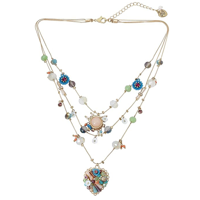 Boho Bloom Multi-Κρεμαστό κολιέ με στρώσεις καρδιά