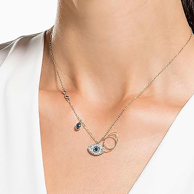 Κολιέ με κρεμαστό κόσμημα Radiant Guardian Evil Eye με μπλε τόνους ζιργκόν Ένα σύμβολο κομψότητας, προστασίας και διαχρονικού στυλ
