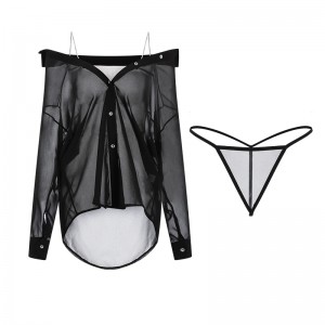 Νέο στυλ συν-Μέγεθος σέξι εσώρουχα. Ένα καθαρό και δελεαστικό βλέμμα-Μέσα από φόρεμα με σιφόν με βαθύ V-λαιμός, χαμηλός-Cut Design and Cospen...