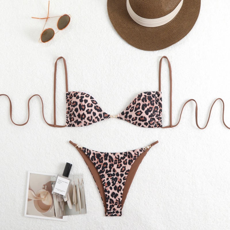 Sexy Leopard Print Halter μπικίνι μαγιό για τις γυναίκες, αποπνέοντας μια αίσθηση πολυτέλειας. Κατάλληλο για την παραλία και τις θερμές πηγές. Ένα σταυρό-Στοιχείο μαγιό συνόρων QT25055 Τιμή:$79,99