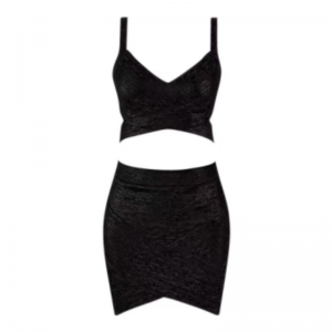 Καλοκαιρινό χρυσό τυπωμένο πλεκτό camisole, σετ φούστας τυλίγματος ισχίου