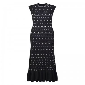 Καλοκαιρινό κολάρο σε κολάρο αμάνικο ώμο, μεταλλικά πλεκτά φορέματα